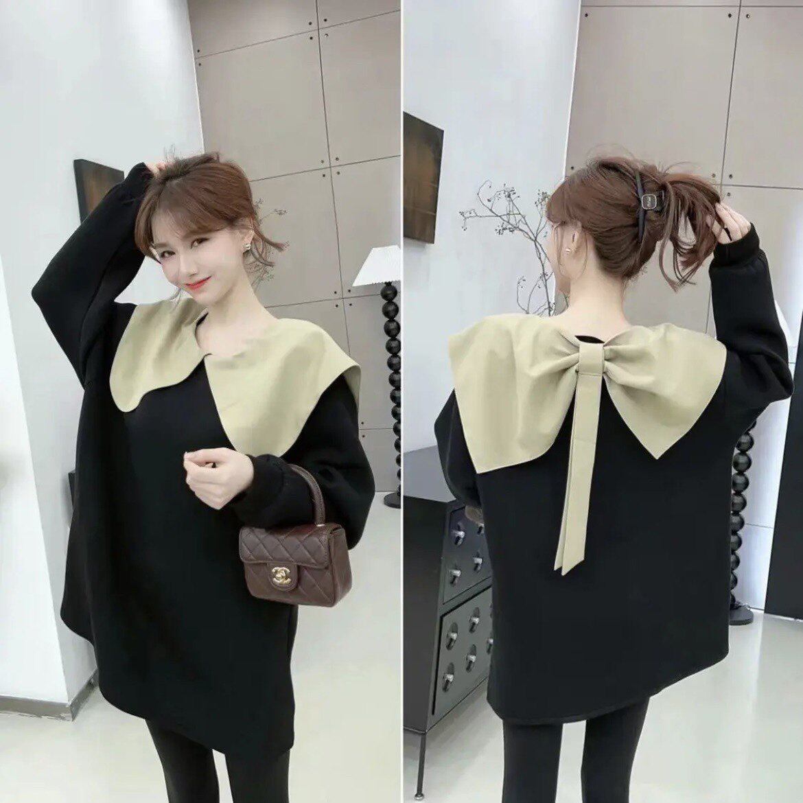 卡卡女装正品艺术画廊蝴蝶结太空棉卫衣高级感显瘦上衣女