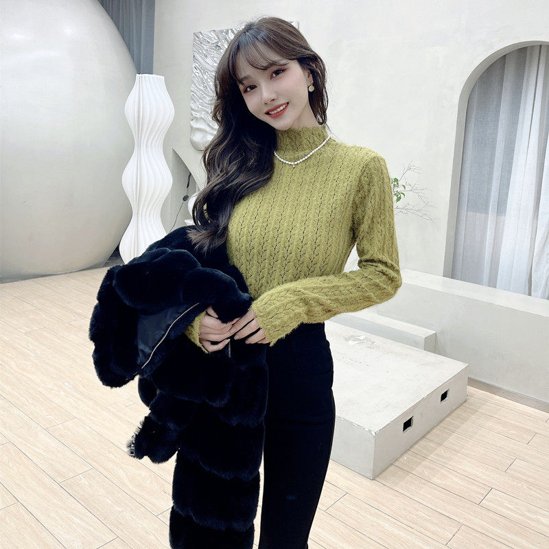 JUSTCC卡卡女装官方旗舰双叶纹高领蕾丝打底衫显瘦百搭雪纺上衣女