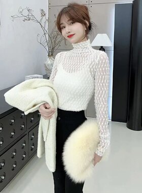 卡卡女装官方旗舰正品《风情万种》菱格加绒蕾丝配吊带内搭两件套