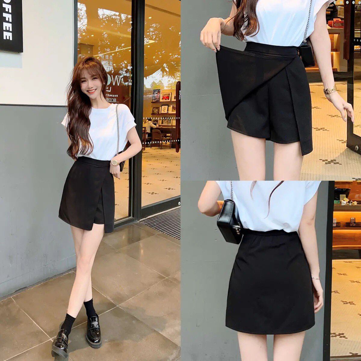 卡卡女装官方旗舰正品《设计感》防走光假两件A字裙西装半身裙裤