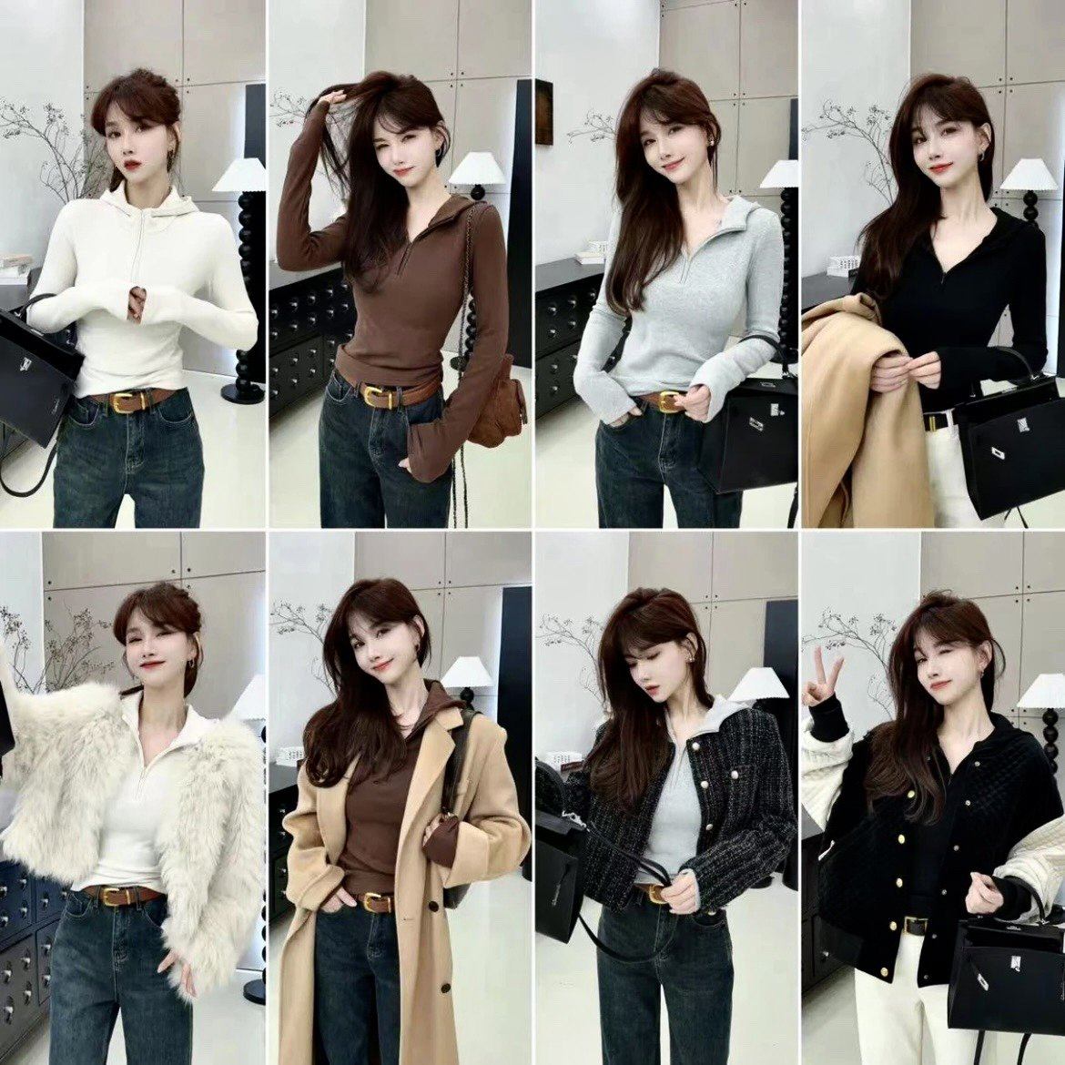 卡卡女装官方旗舰正品美式街头加绒拉链修身百搭连帽卫衣T恤上衣