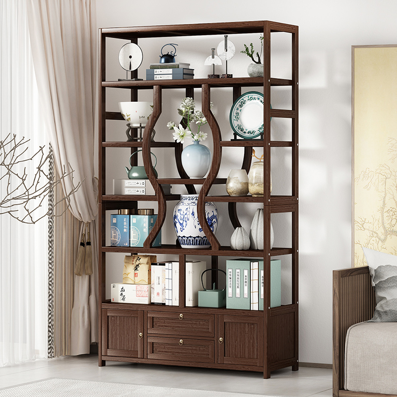 博古架实木新中式茶叶茶柜置物架