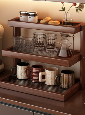 桌面杯架中古水杯置物架餐桌台面杯子收纳茶杯架咖啡架转角展示架