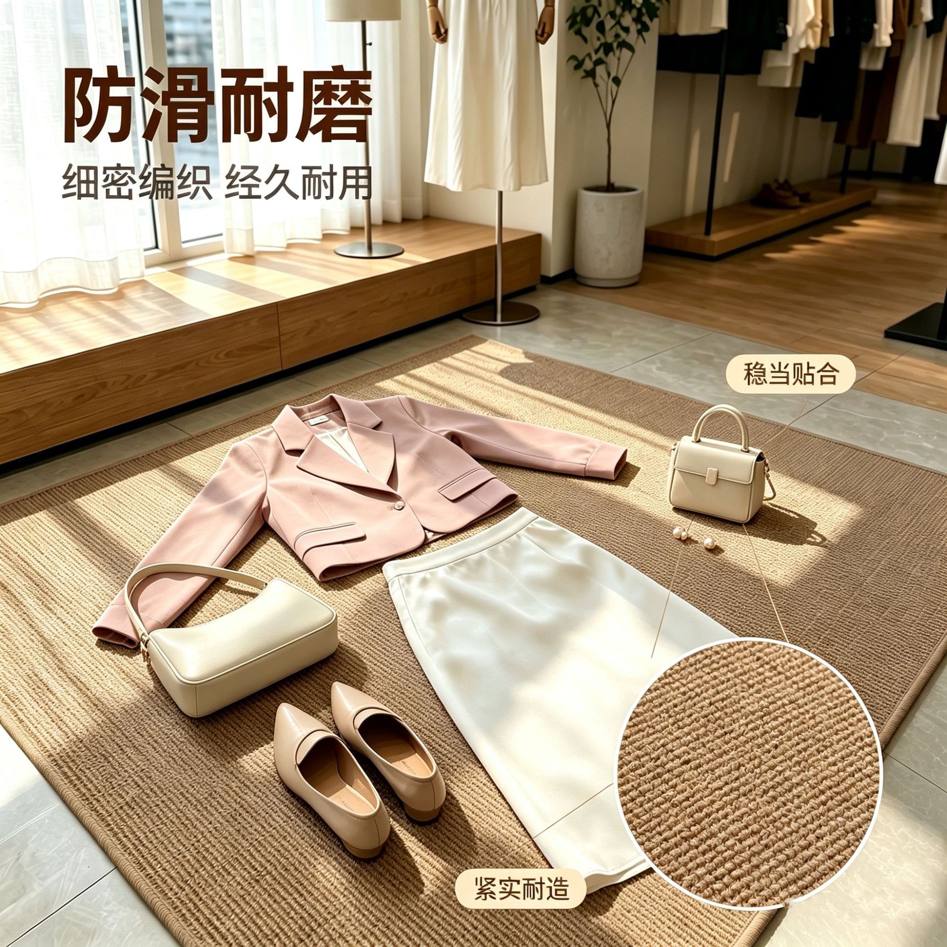 仿剑麻地毯加厚客厅地垫家用茶几卧室床边2026新款中古风免洗可擦图片