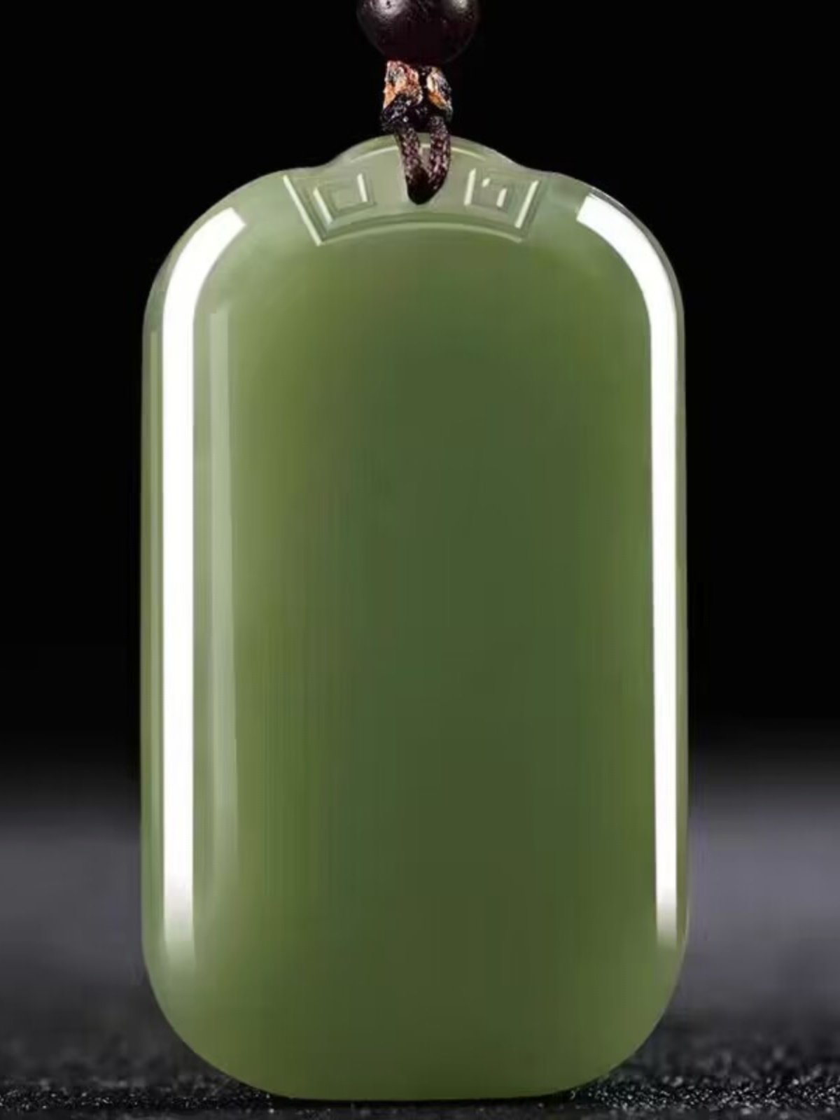 和田玉平安无事牌吊坠男女款深青玉晴水色和田玉无事牌项链挂件