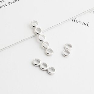 隔珠手工DIYS925三手牌手链配件五环双环多排纯银项链材料扣隔片