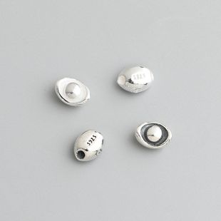 泰银配散编绳串珠手工水晶手链配件纯银s925隔珠项链DIY元宝珠