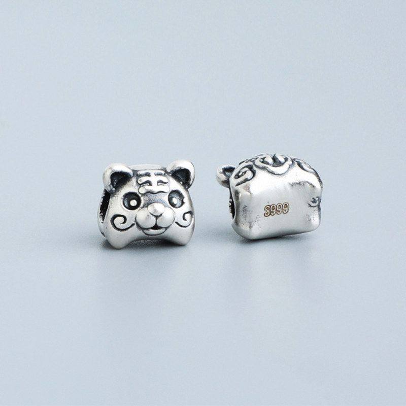 孔S3D隔珠做旧DIY老虎999硬银配件萌虎手链足银本命年编绳横穿,饰品/流行首饰/时尚饰品新,其他DIY饰品配件,淘宝优惠券,粉丝福利购,淘宝优惠卷