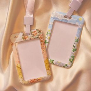 证件校园卡保护套工作挂绳卡套地铁饭公交带门禁卡学生夕日油画