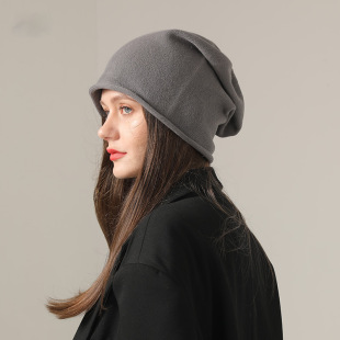 新款大头围堆堆帽女薄款韩版日系百搭针织帽子春秋毛线帽包头冷帽