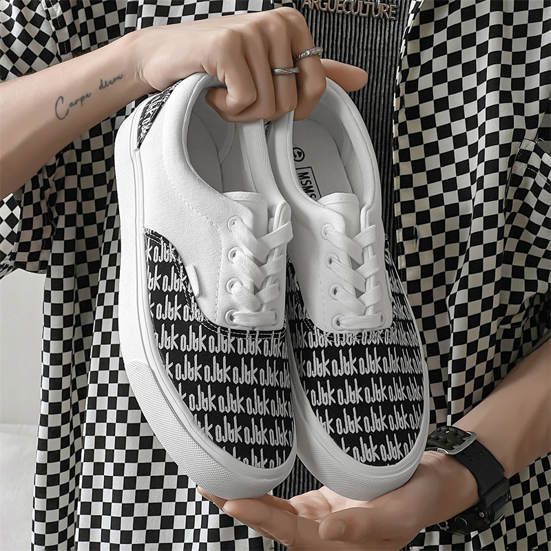 拼色帆布男鞋潮流百搭学生板鞋男情侣休闲鞋子低帮帆布鞋男女同款