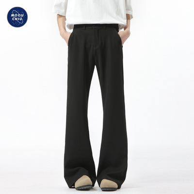 弯刀裤男款微喇休闲西装裤男美式垂感宽松痞帅阔腿小西裤商务男裤