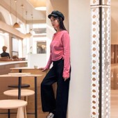 徐梦洁同款 温柔黑色百搭外套上衣 春秋长袖 针织衫 显瘦显白毛衣开衫