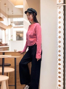 徐梦洁同款针织衫显瘦显白毛衣开衫春秋长袖温柔黑色百搭外套上衣