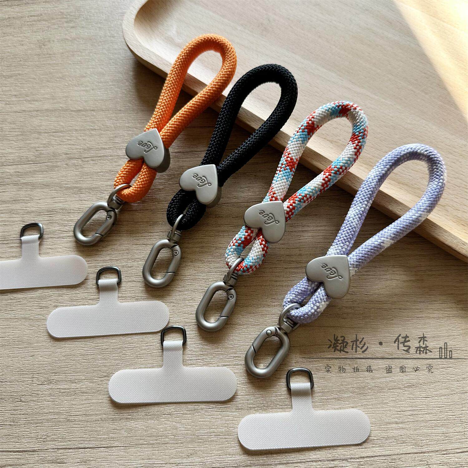 爱心手机挂绳短款创意手指吊绳车钥匙扣环小挂饰机壳迷你挂链彩纹编织加粗结实耐用男女款时尚挂指绳新品MINI