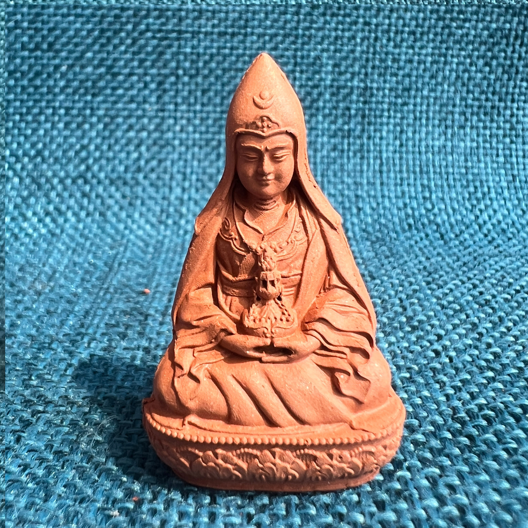 手工制作 莲花生大师见解脱 大乐莲师 陶土烧制擦擦 小佛像