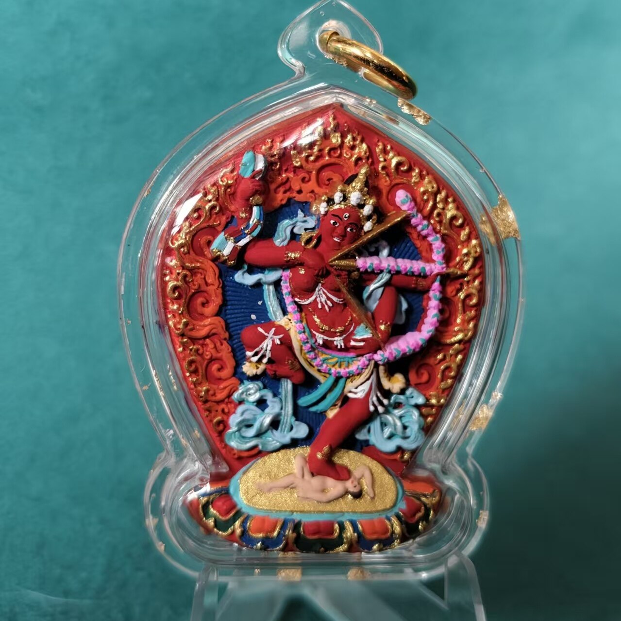 瀚林宝相独家首发款 正品擦擦  持鼓莲花空行 彩绘擦擦 小佛像