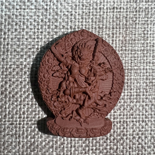 手工制作 狮面空行母   陶土烧制擦擦 小佛像