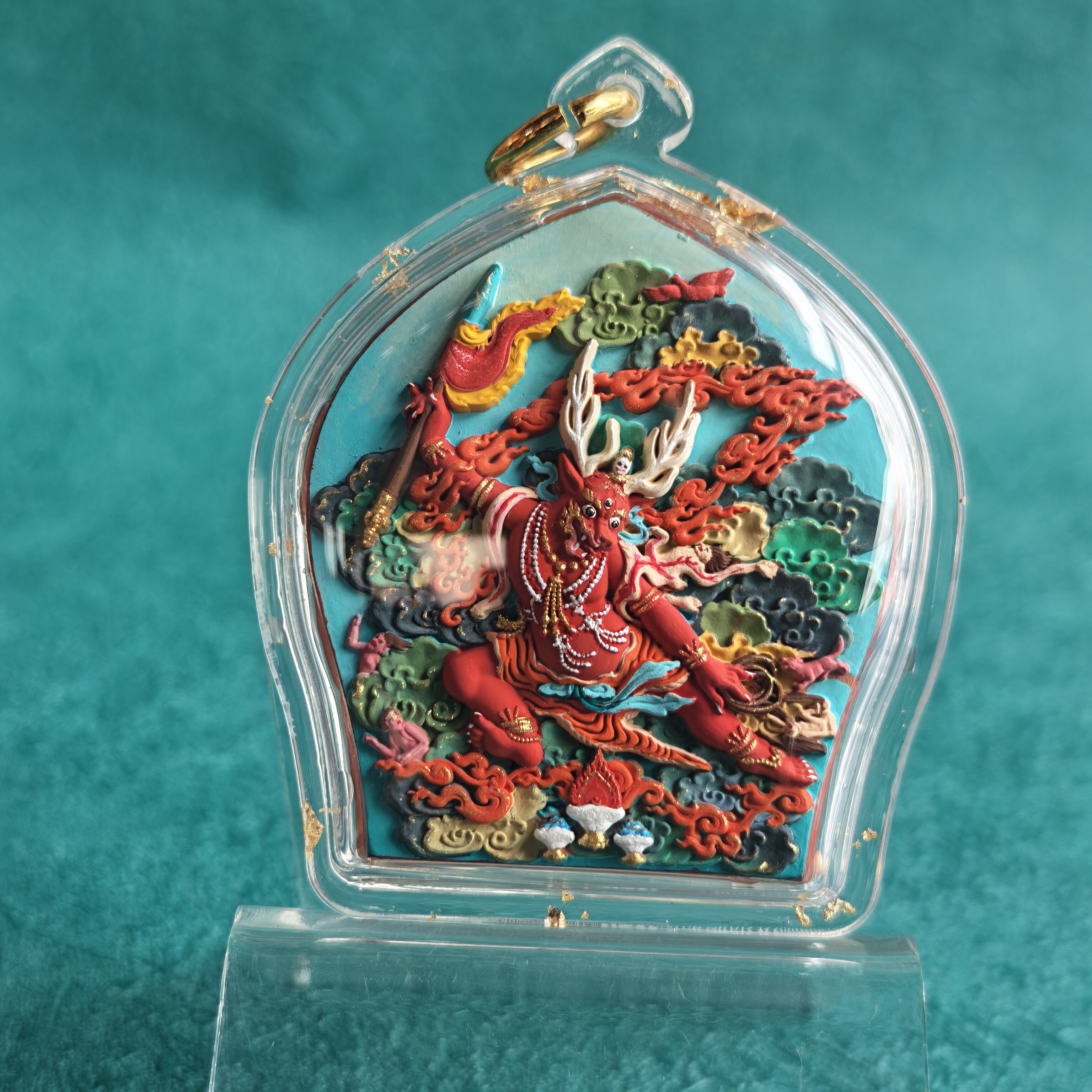 瀚林宝相独家首发款 正品擦擦  鹿头智赞护法 彩绘擦擦 小佛像