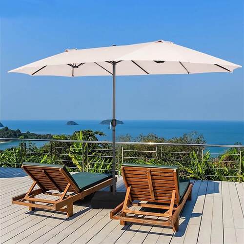 民宿酒店咖啡店户外双头伞花园庭院长方形大型室外遮阳伞休闲伞