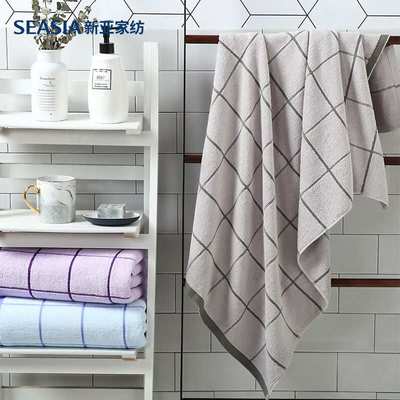 新亚浴巾纯棉吸水成人浴巾全棉男女大浴巾洗澡毛巾灰色68*135cm