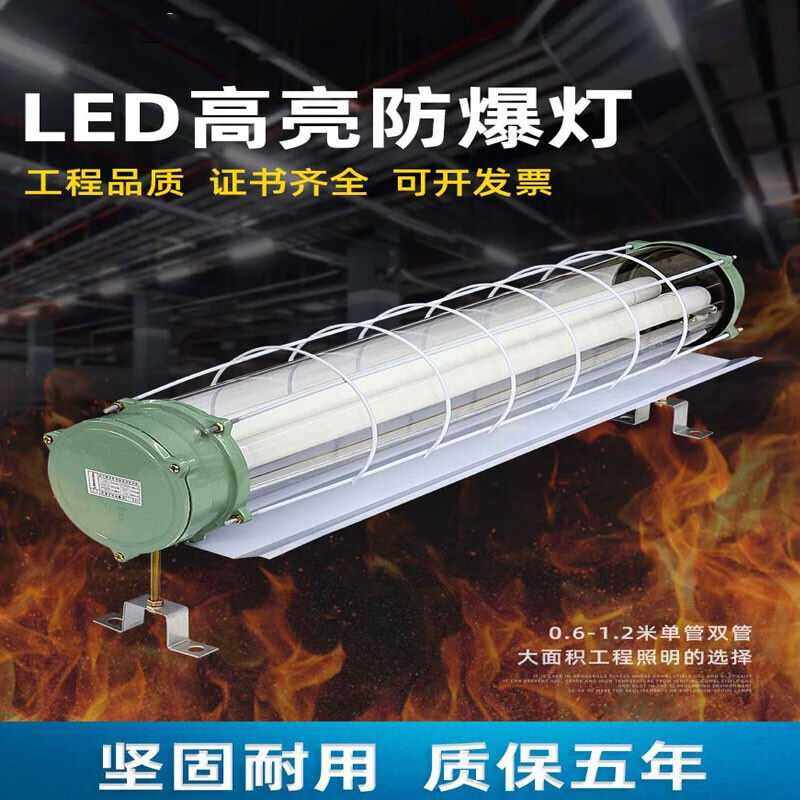 SUOYADA国标T8LED防爆灯1.2米单双管工厂隔爆灯罩40W全套日光三防