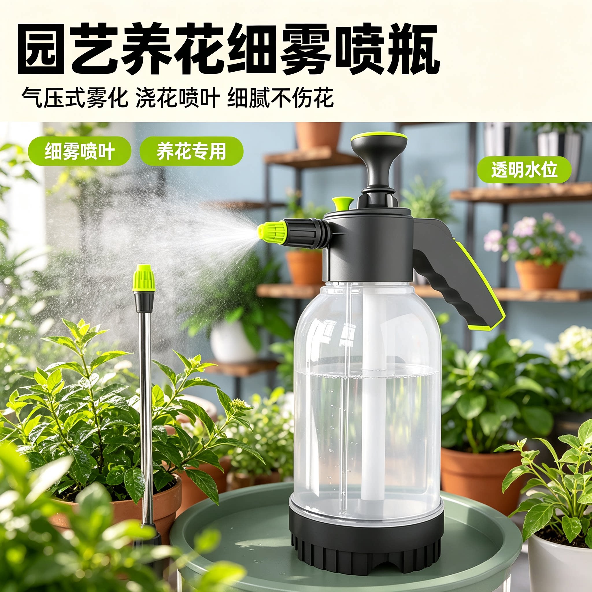 喷壶细雾款气压式清洁喷雾器酒精小型园艺喷瓶超细养花大容量便携