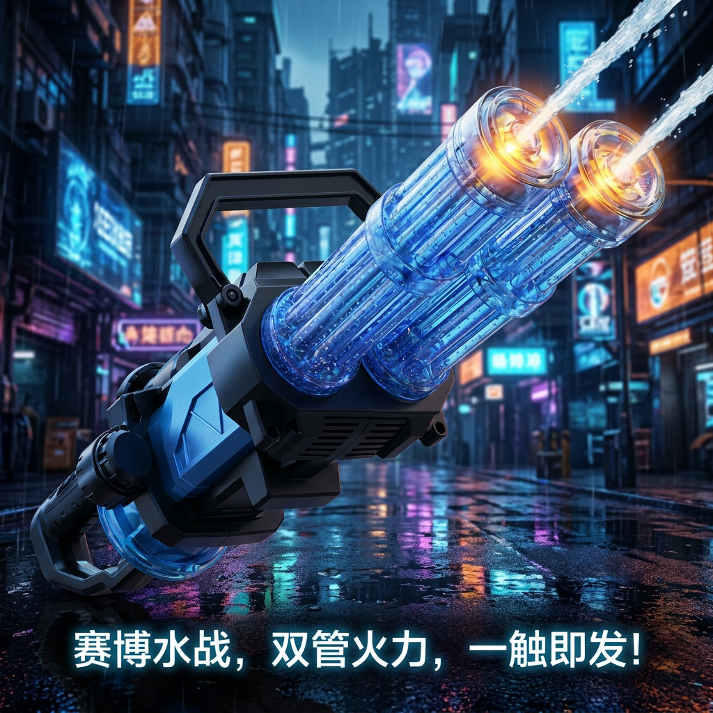 儿童火光双管加特林电动水枪