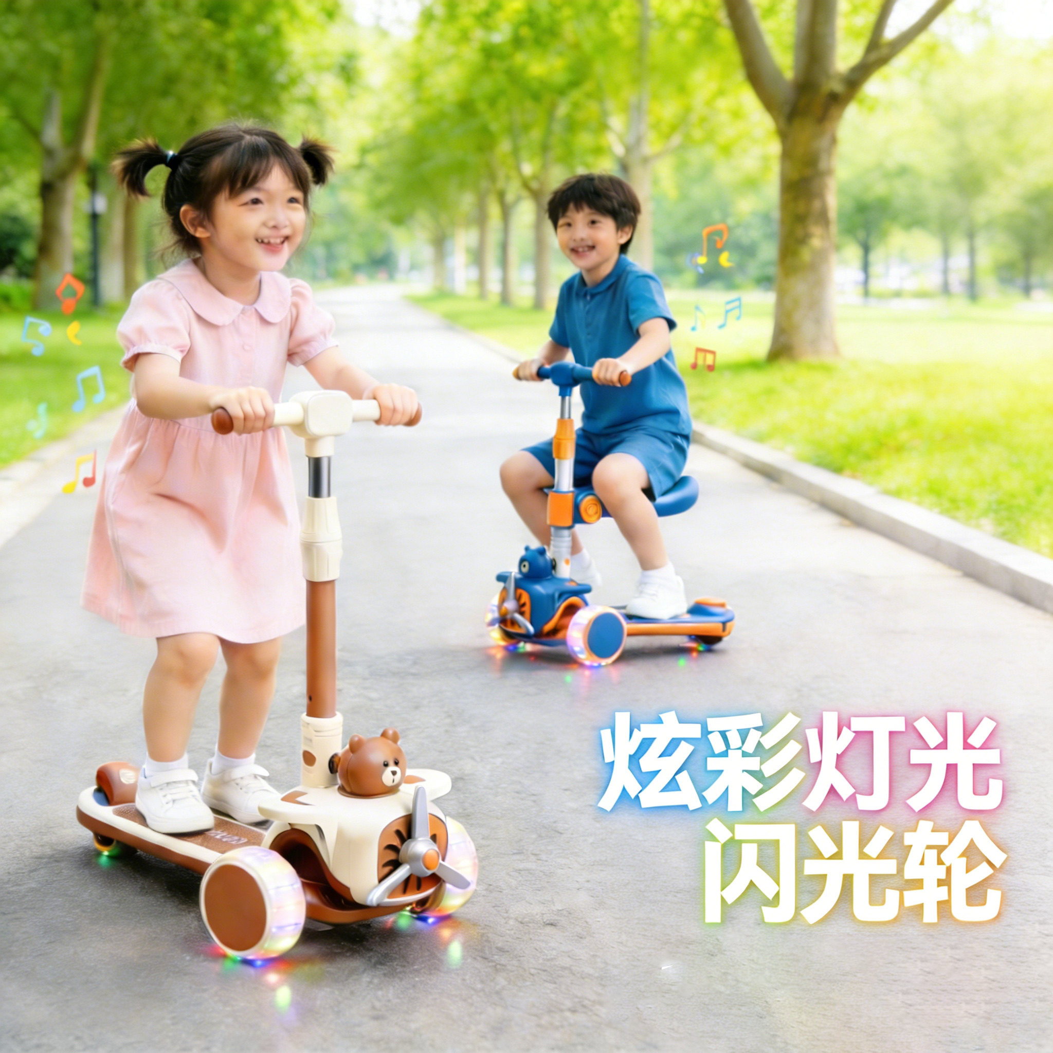 儿童玩具滑板车3到6岁多功能三合一可坐可推女孩生日礼物2026火爆