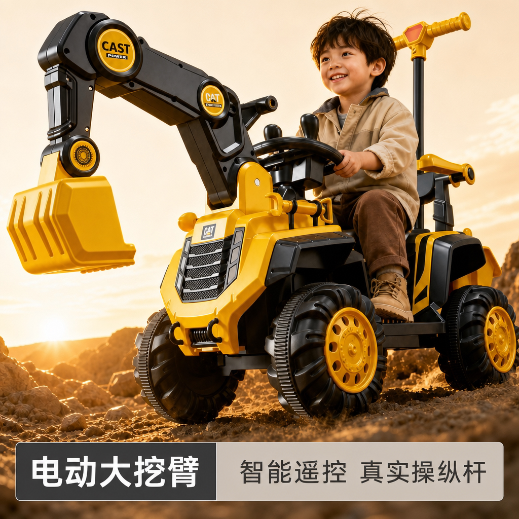 儿童可坐人电动遥控挖掘机玩具