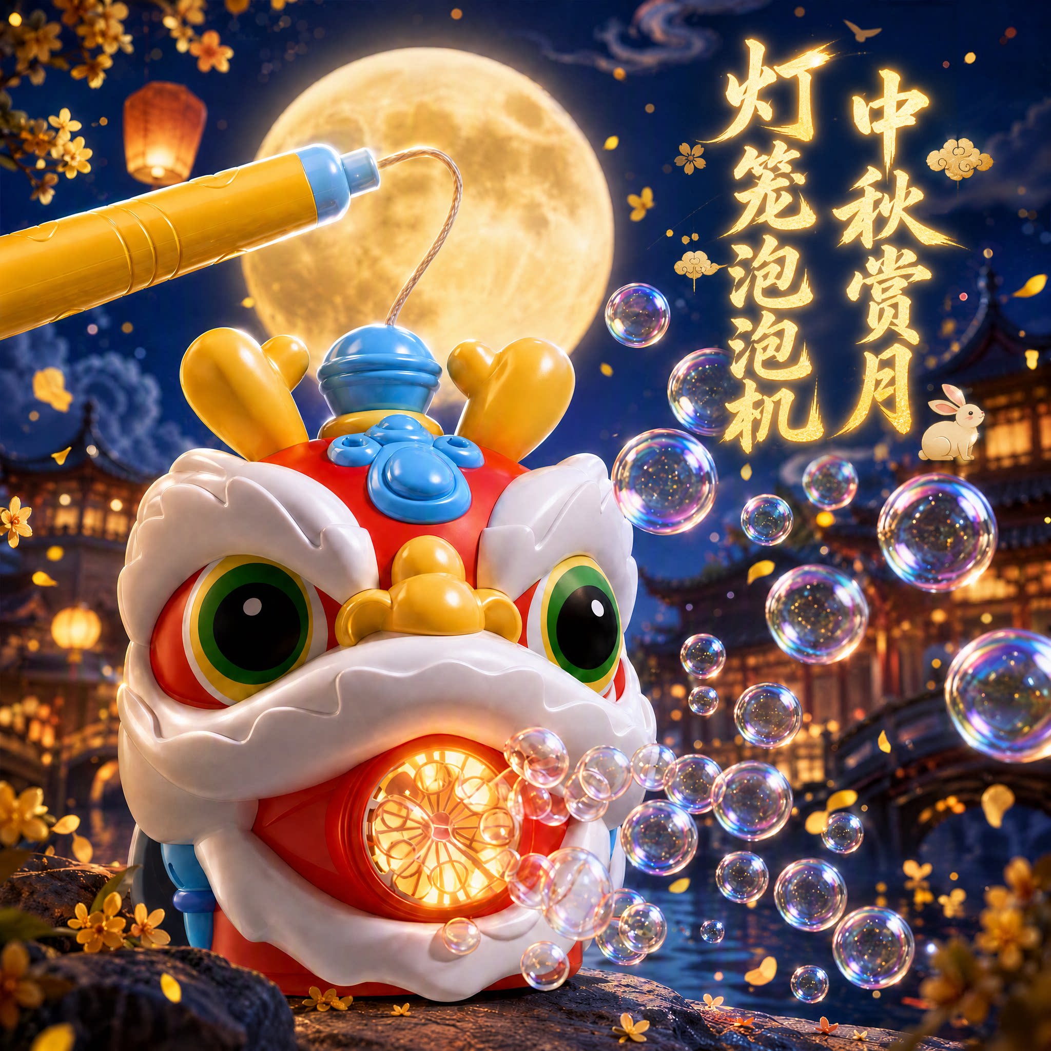 儿童发光玩具中秋节醒狮灯笼泡泡机舞狮新款2026年投影灯男孩礼物