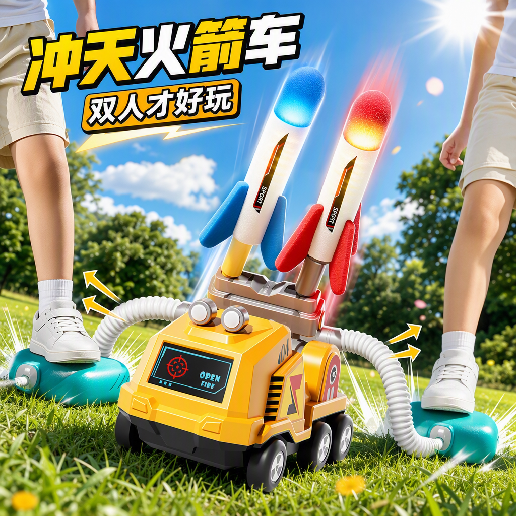 儿童户外脚踩冲天小飞箭发光玩具