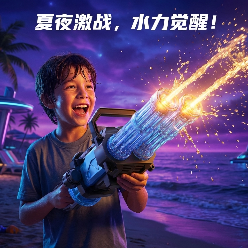 儿童火光双管加特林电动水枪