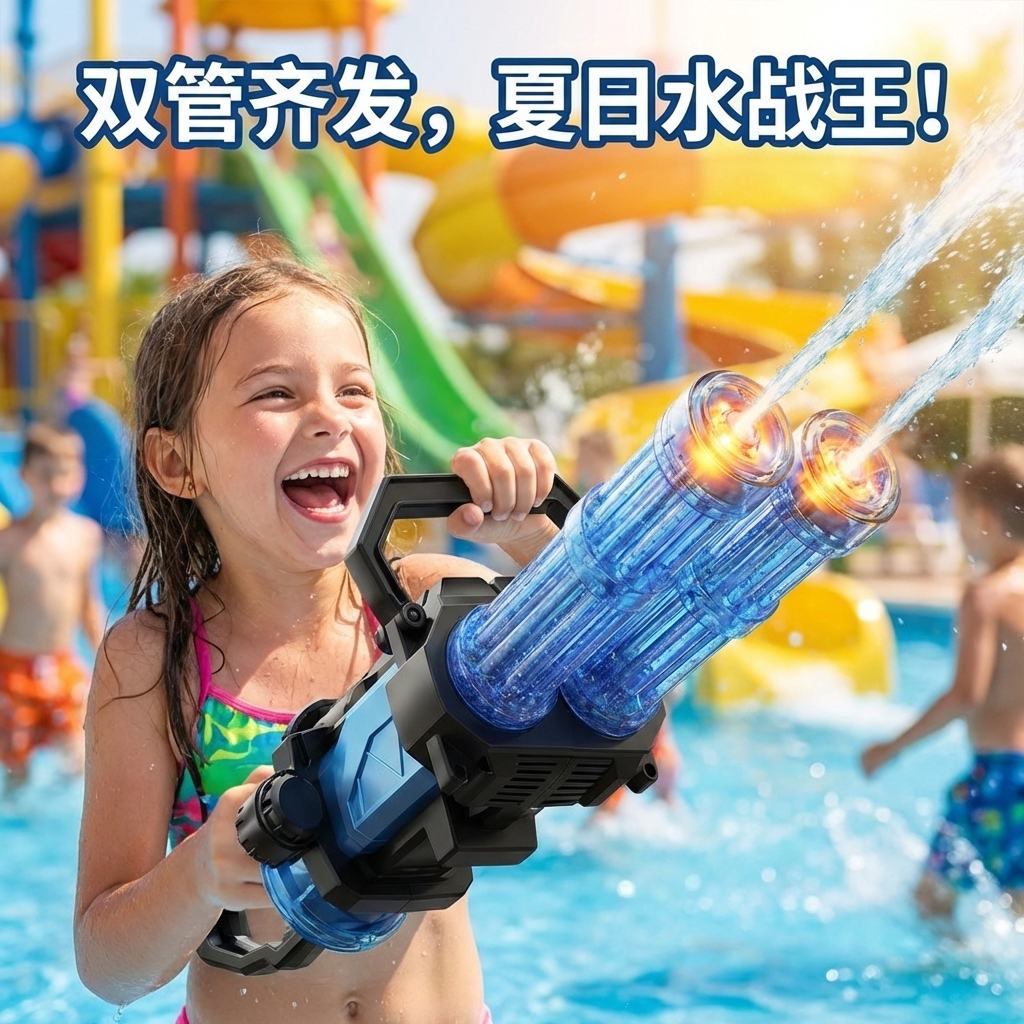 儿童火光双管加特林电动水枪
