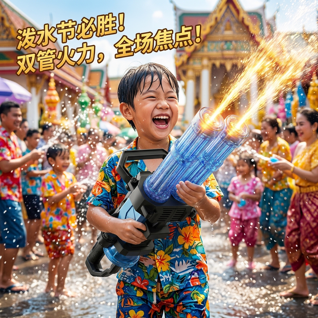儿童火光双管加特林电动水枪
