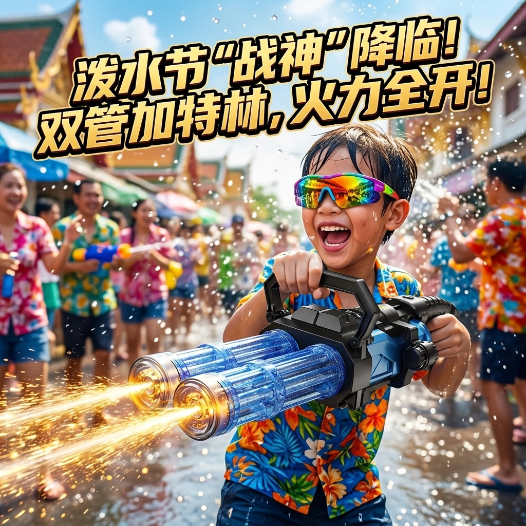 儿童火光双管加特林电动水枪