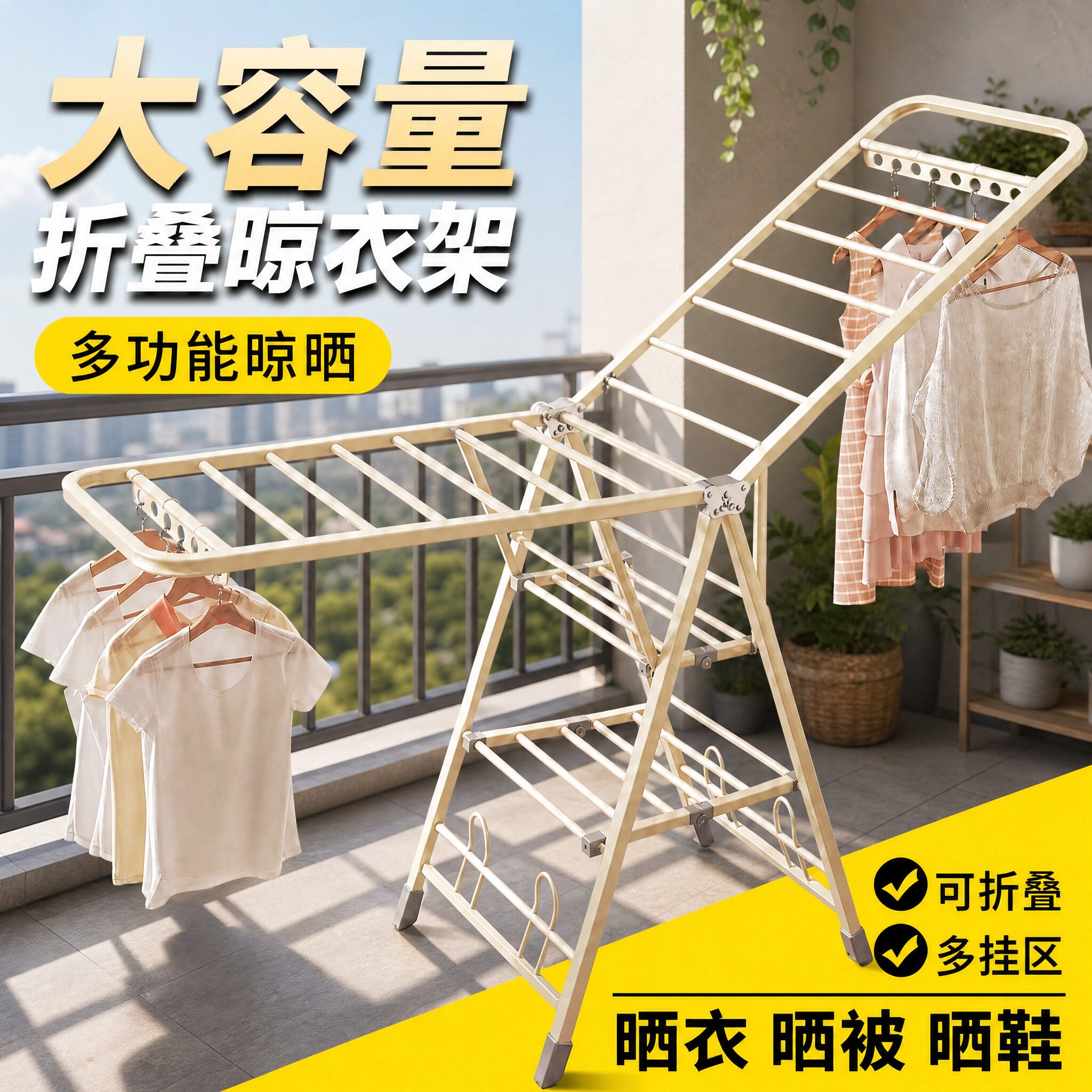 多功能挂衣服晾晒落地型2026新款