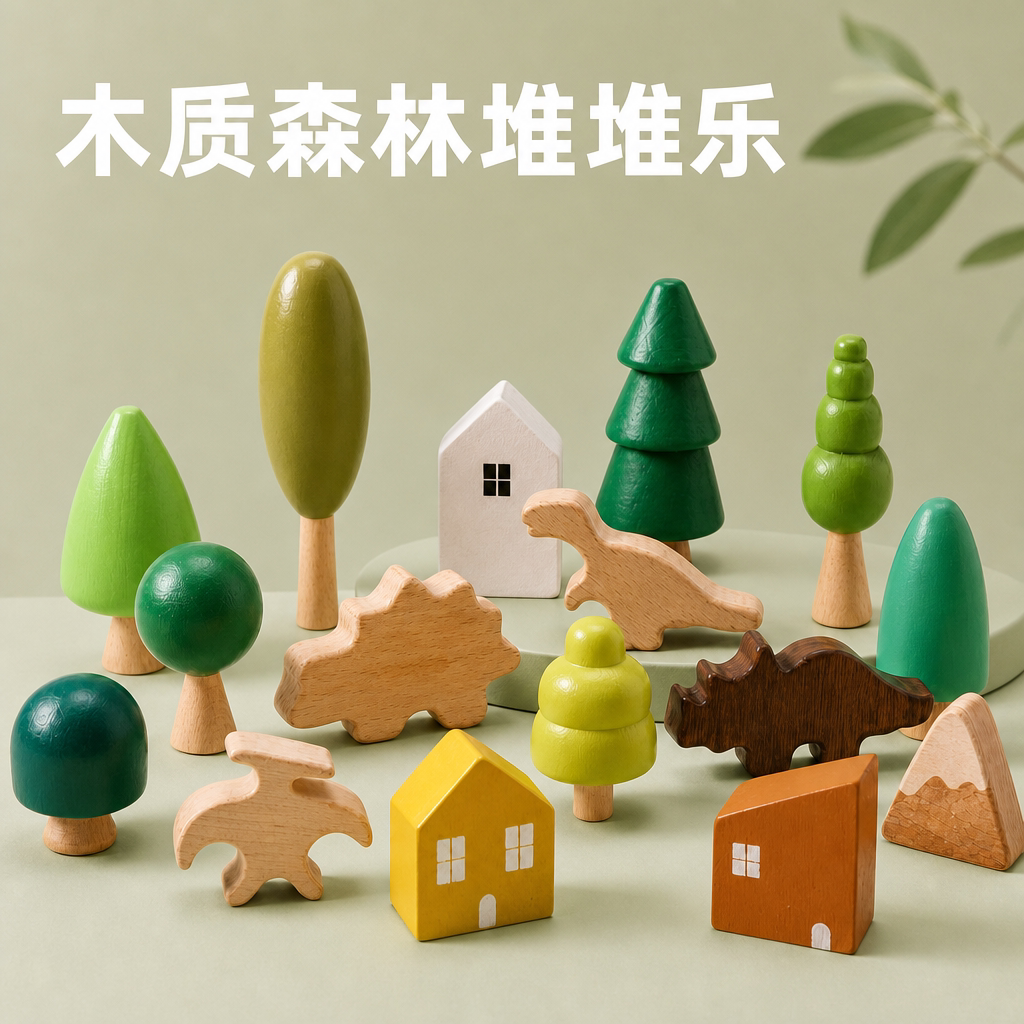 儿童积木玩具森林恐龙益智叠叠乐图片