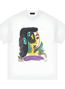 2026SS艺术抽象油画系列印花 重磅纯棉短袖T恤 休闲宽松大码半袖