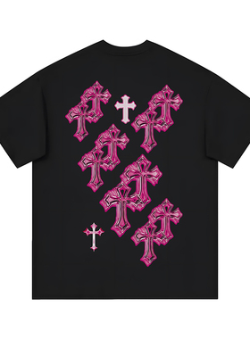 2026SS美式复古宽松 手绘涂鸦恶搞科罗心 休闲重磅纯棉短袖t恤潮