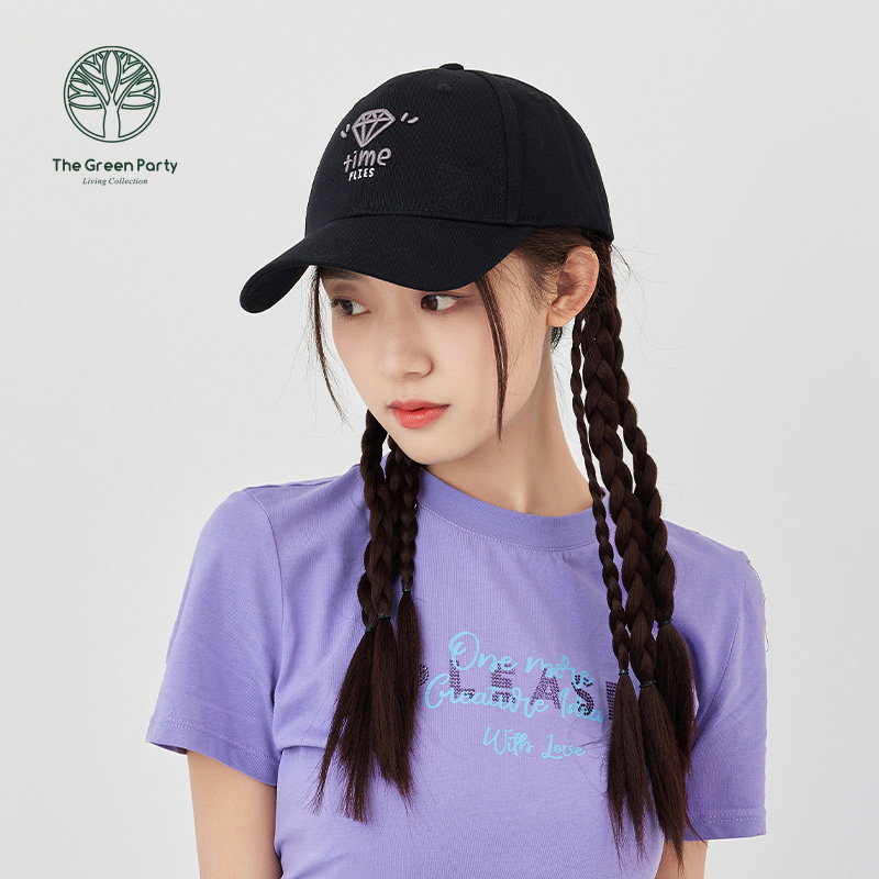 thegreenparty潮酷棒球帽休闲刺绣女青年弯檐圆顶防晒遮阳帽子