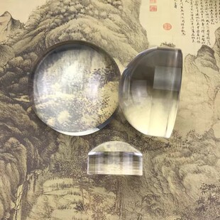 办公压纸球面凸透镜镇纸镜6倍馒头镜高清亚克力文镇镜80mm放大镜