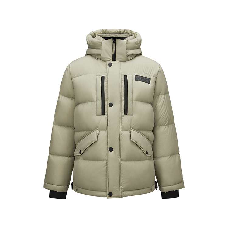 斯凯奇夏季男士短款羽绒服抗菌抗静电蓄热保暖舒适全拉链连帽外套