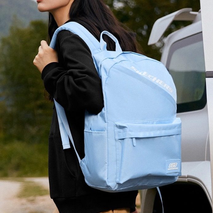 Skechers斯凯奇印花简约双肩包男女款大容量学生书包百搭时尚