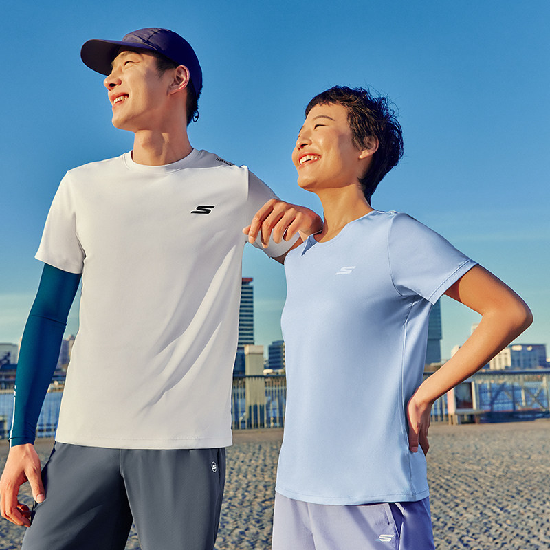 斯凯奇男女款凉感速干T恤冰肌月白蓝吸湿透气跑步运动休闲运动衫,运动服/休闲服装,运动长裤,淘宝优惠券,粉丝福利购,淘宝优惠卷