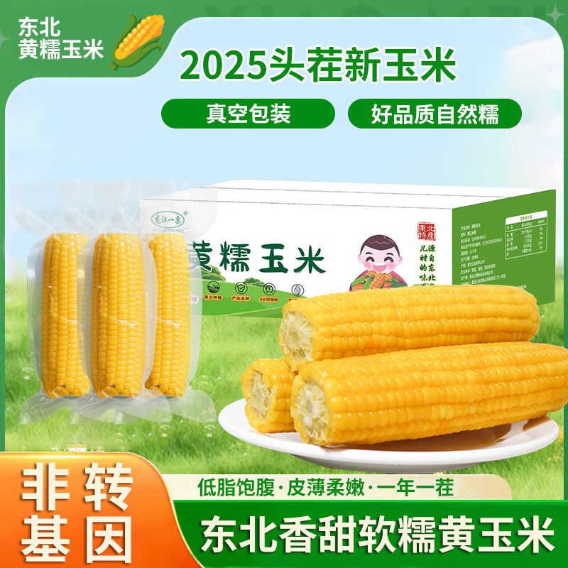 东北黄糯玉米真空包装整箱甜糯玉米棒粘糯玉米棒加热即食