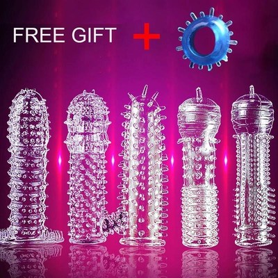 Penis Sleeve Reusable Condoms Delay Ejaculation Sex Toys for