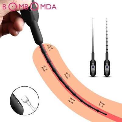 10 Speed Urethral Vibrator Catheter Penis Plug Beads Sex Toy