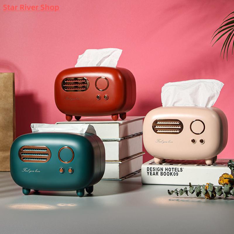 Retro Radio Model Tissue Box Desktop Paper Holder Vintage Di