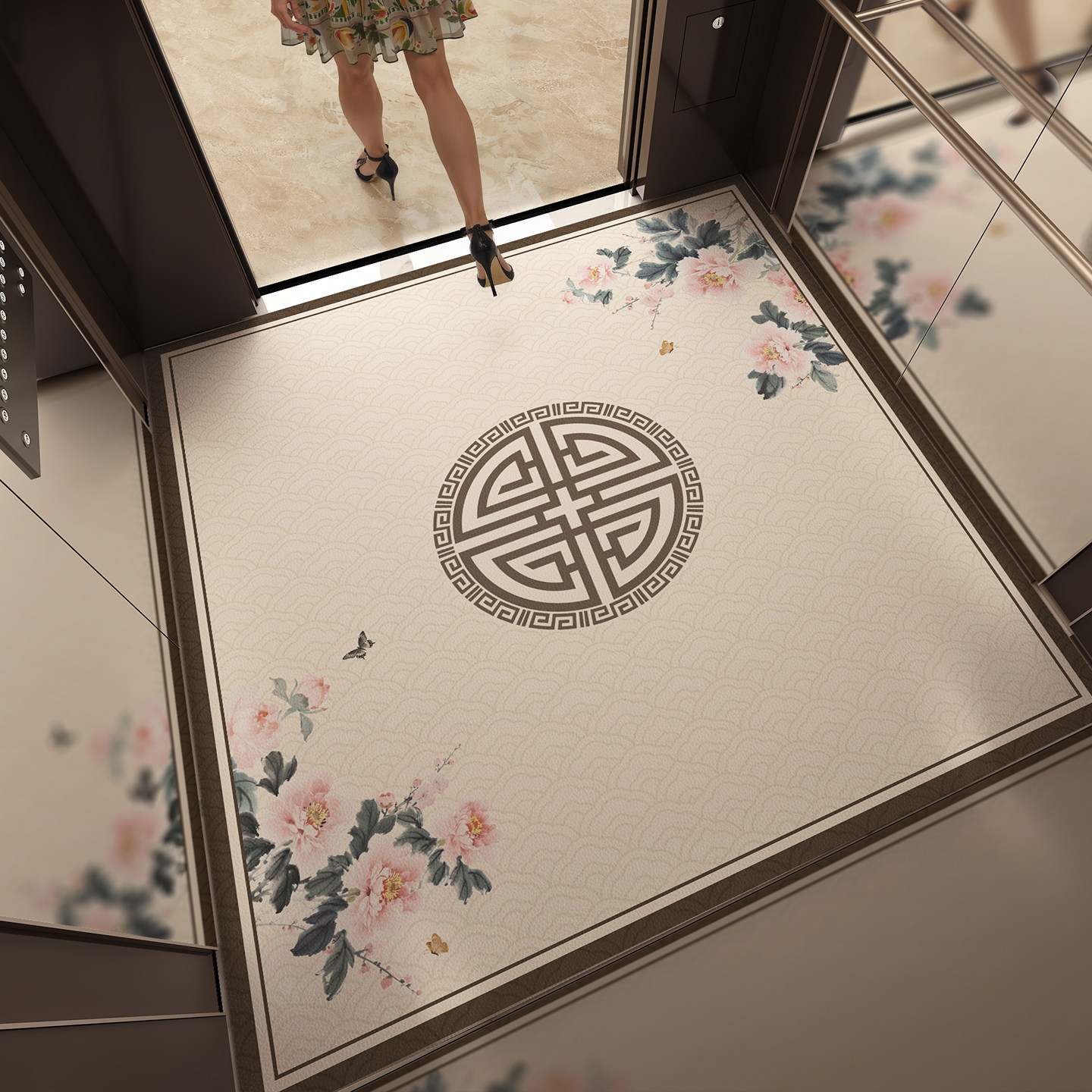 电梯轿厢地板专用地垫高端皮革定制地毯商用酒店防滑垫子定制logo